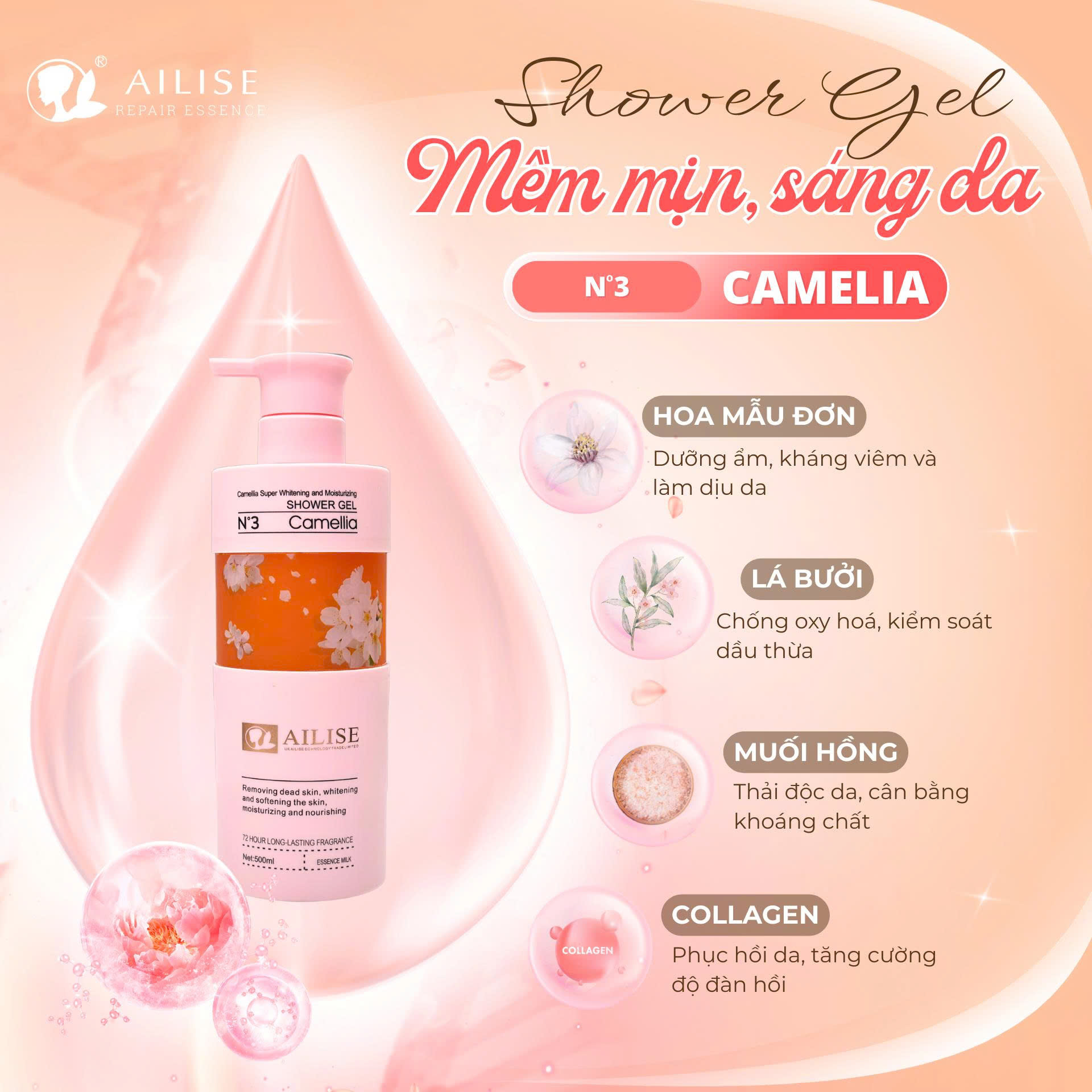 Sữa Tắm Ailise N3 500ml 1 Sữa Tắm Ailise N3 500ml 1